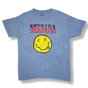 NWOT Nirvana Blue Acid Wash Band Tee (Unisex)